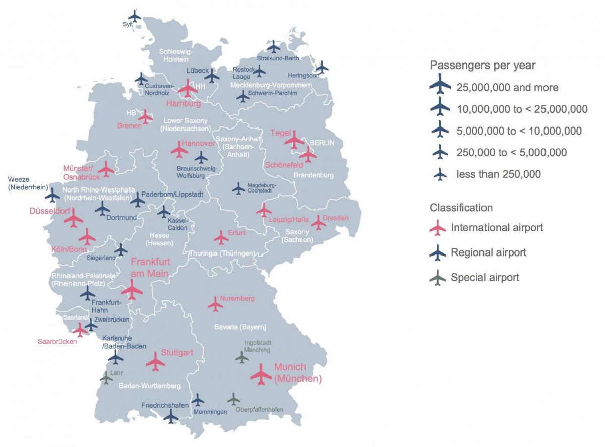 Mappa degli aeroporti di Germania