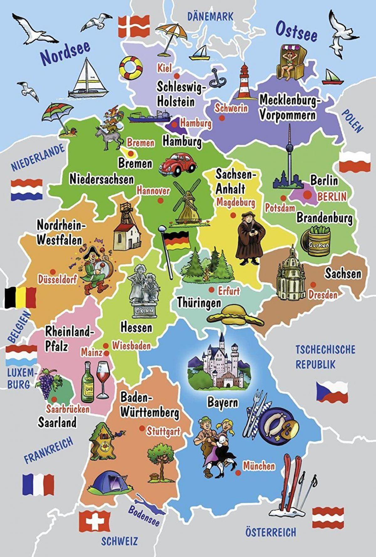 Mappa delle attrazioni turistiche di Germania