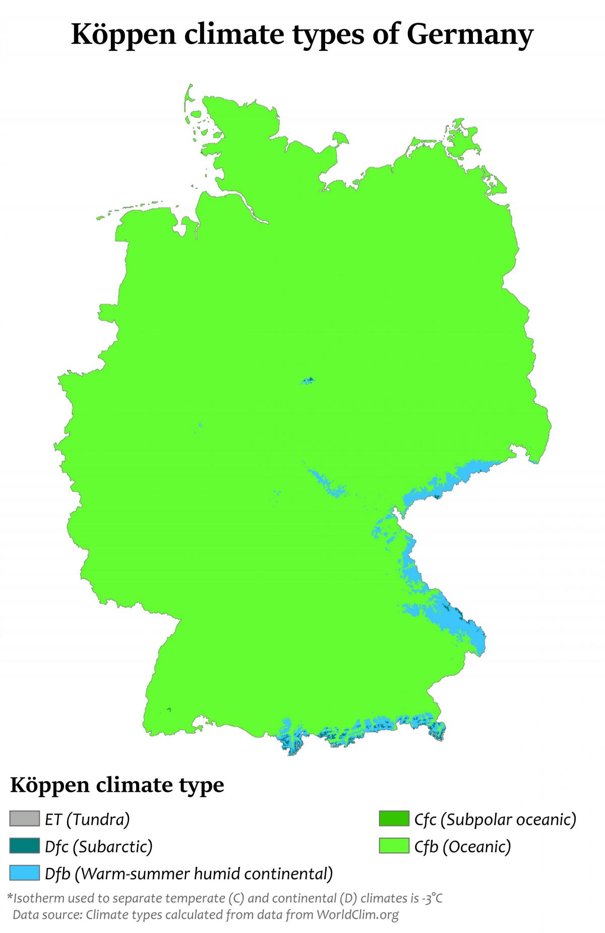 Mappa della temperatura della Germania