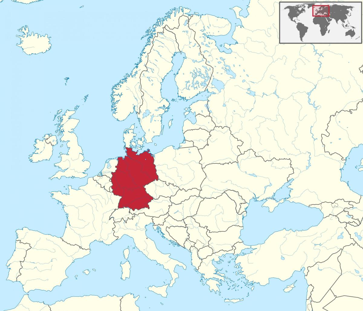 Posizione della Germania sulla mappa dell'Europa