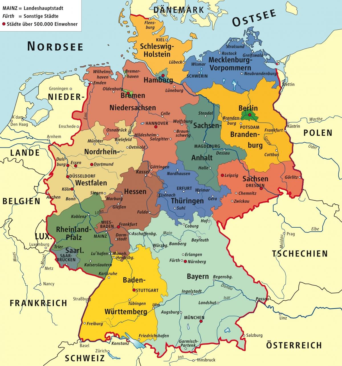 Mappa amministrativa della Germania