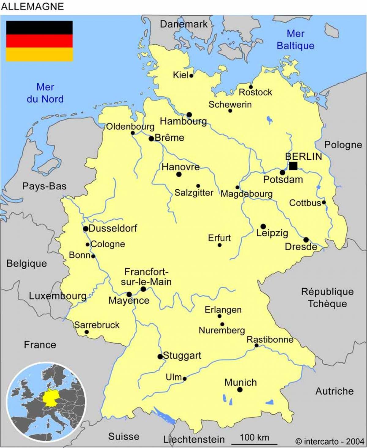 Mappa del paese Germania