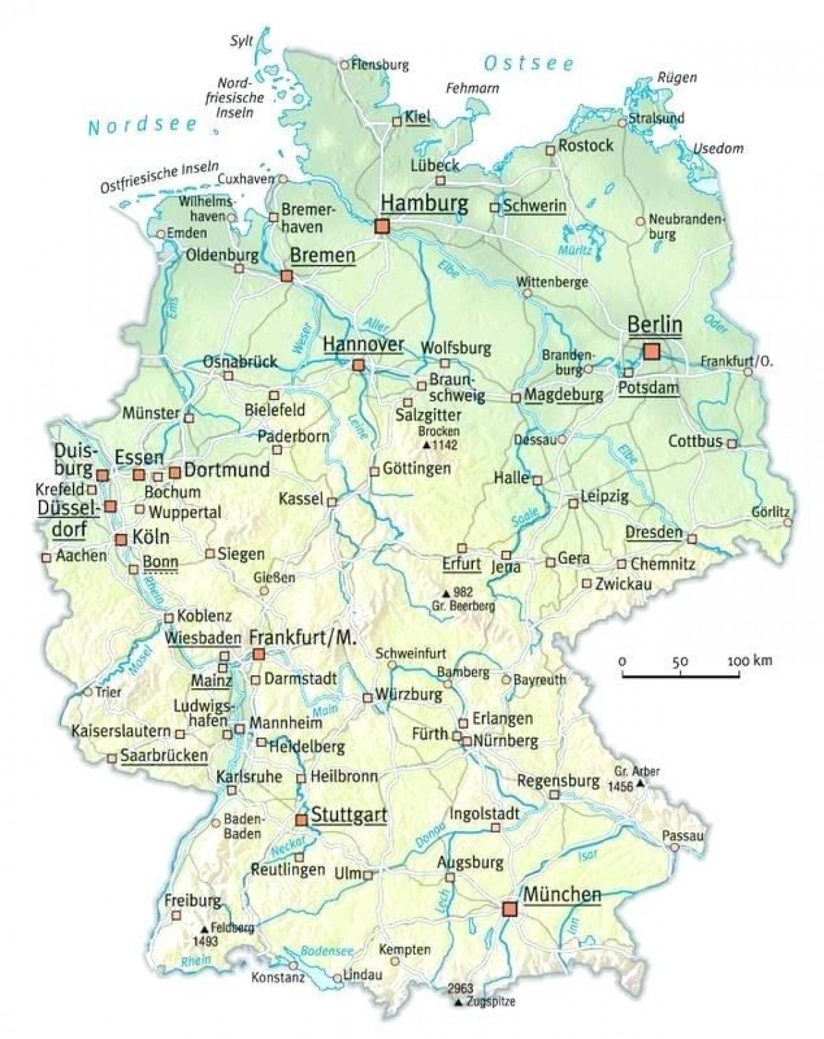 Mappa dei fiumi in Germania