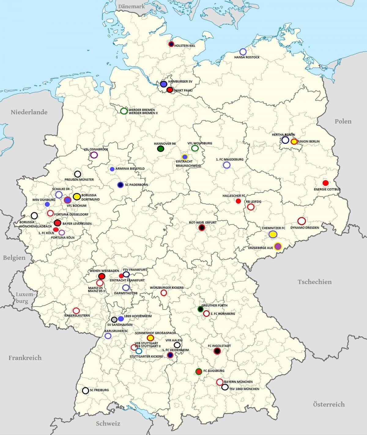 mappa degli stadi di Germania