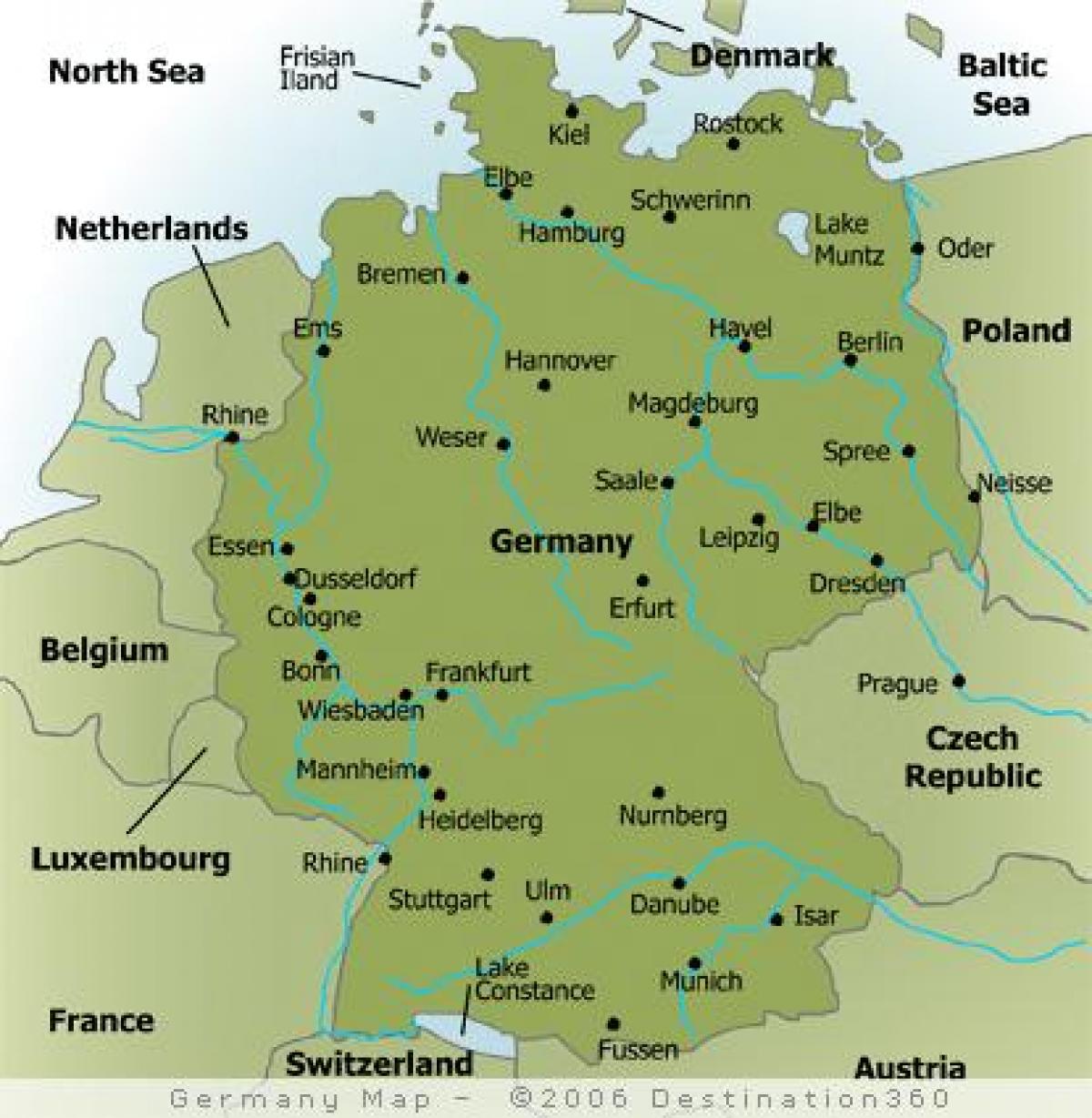 Mappa della Germania con le principali città